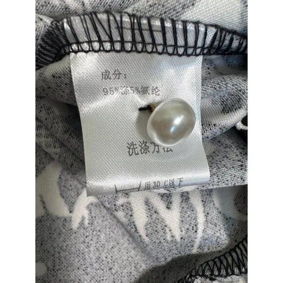 Mellowrani Little Monster Long Sleeve Dress Black & White Cotton Blend Letters - Picture 6 of 12